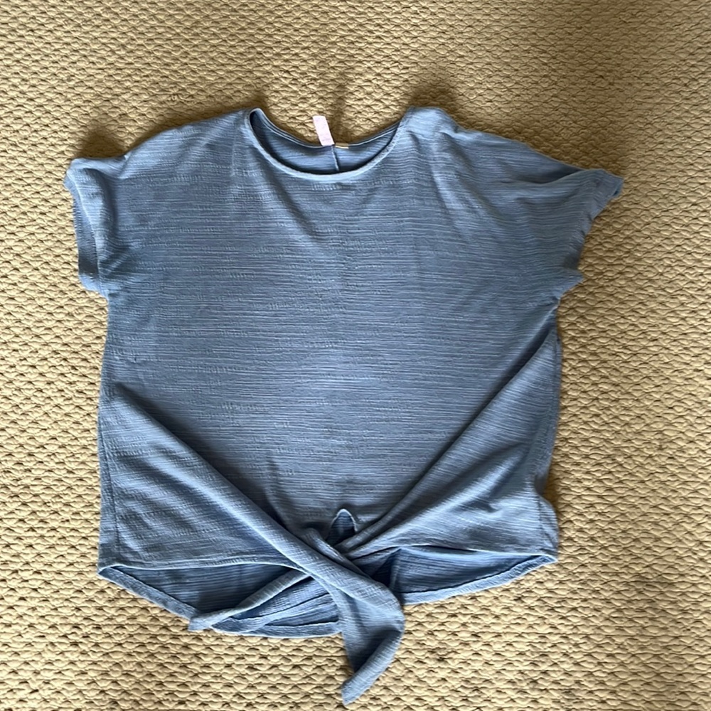 Blue front tie t shirt